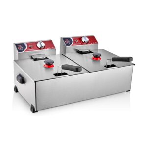 High capacity double fryer SİLVER İNOX 8+8 liters