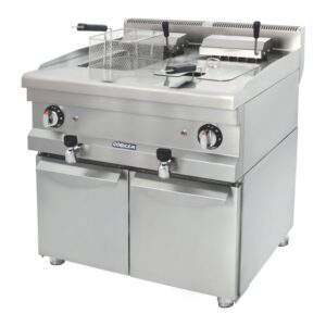 Промышленная двойная газовая фритюрница GÖRKEM 12+12 литров с шкафом