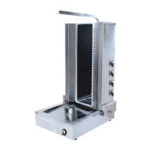 Electric shawarma machine GÖRKEM-4 – with bottom motor, 4 burners and stainless steel body