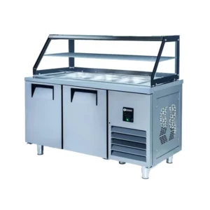 ICEINOX STS-G 330 CR – Холодильный настольный холодильник, 2 двери, нержавеющая сталь, с обдувом