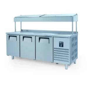 ICEINOX PTS-H 440 CR Pizza Table Refrigerator – 3-door model, high back and R-134 freon