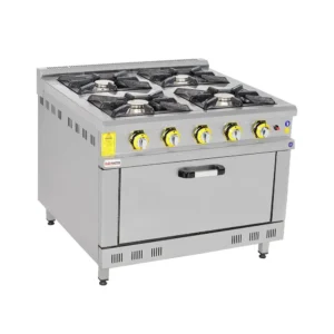 Heavy-duty, 4-burner industrial gas stove AKGAZ with oven