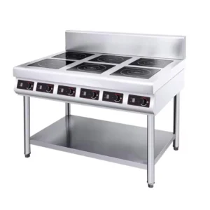 6-зонная индустриальная индукционная плита с полкой и бортом