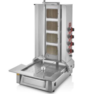 Gas shawarma machine REMTA with 4 burners and lower motor